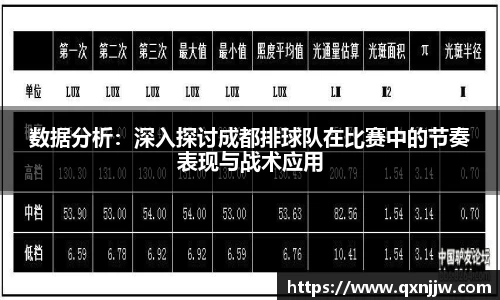 数据分析：深入探讨成都排球队在比赛中的节奏表现与战术应用